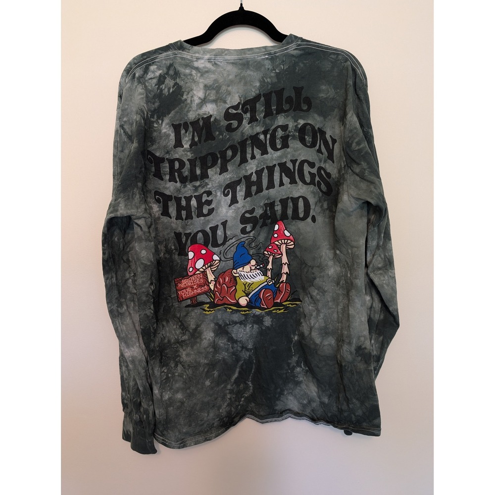 Broken Promises x Your Highness Skull Mushroom Gnome Long Sleeve Tie Dye Shirt L